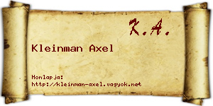 Kleinman Axel névjegykártya